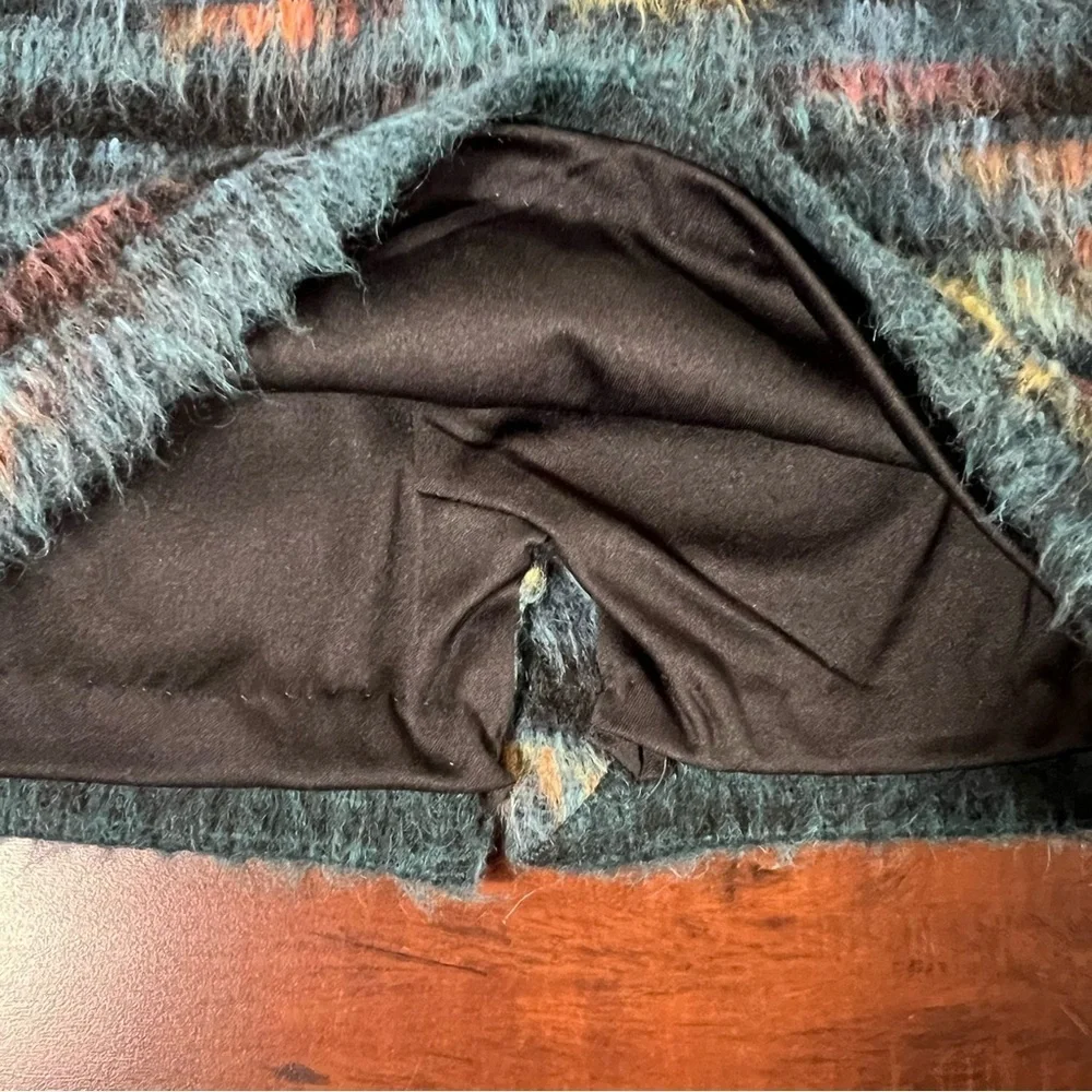 ANTHROPOLOGIE Maeve Feathered Wool Mini Pencil Skirt Fuzzy Blue Motif Size 0